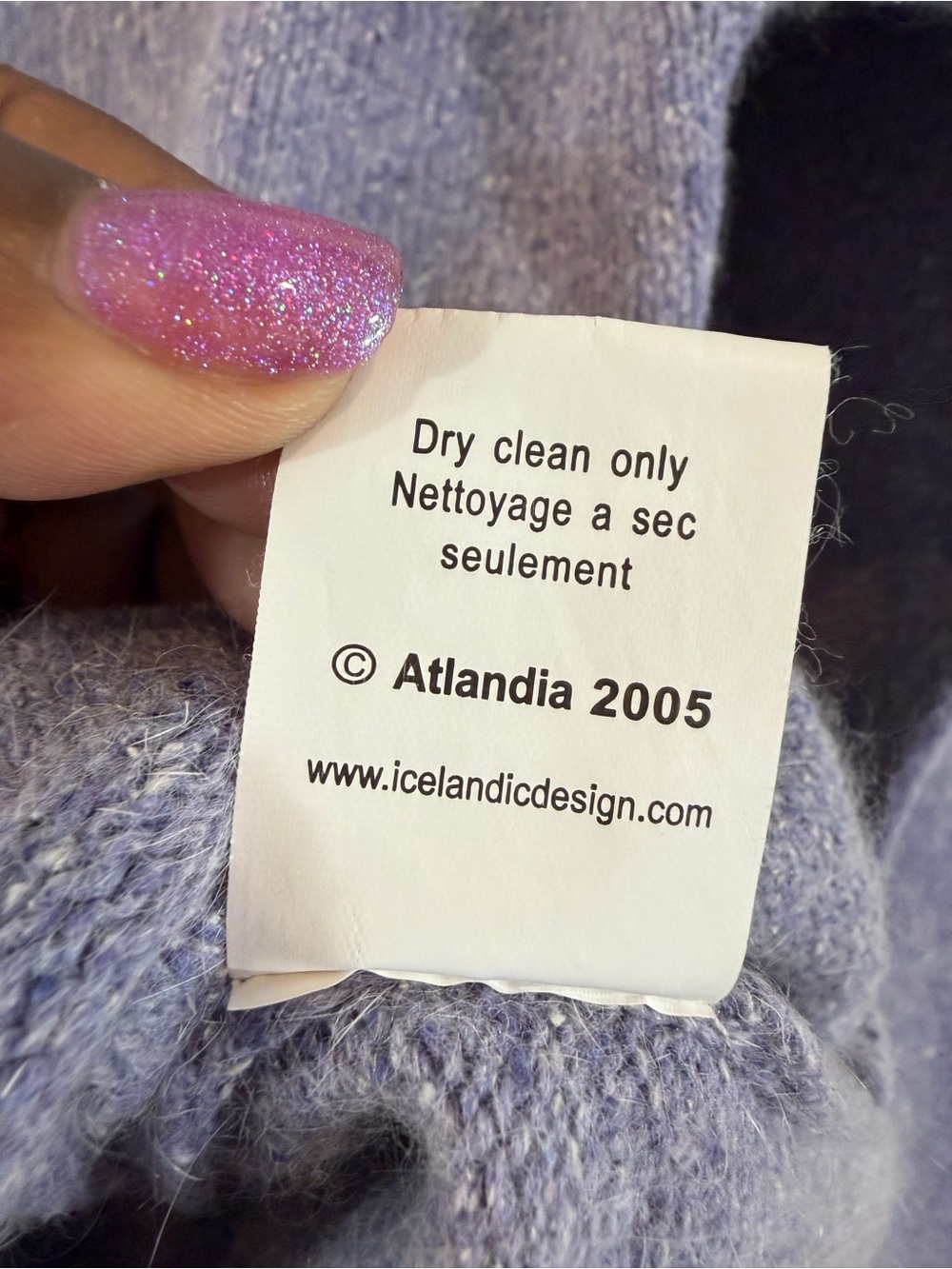 Icelandic Design Quarter Zip Sweater Size S Atlandia 2005 Purple Silk Angora - Picture 8 of 10